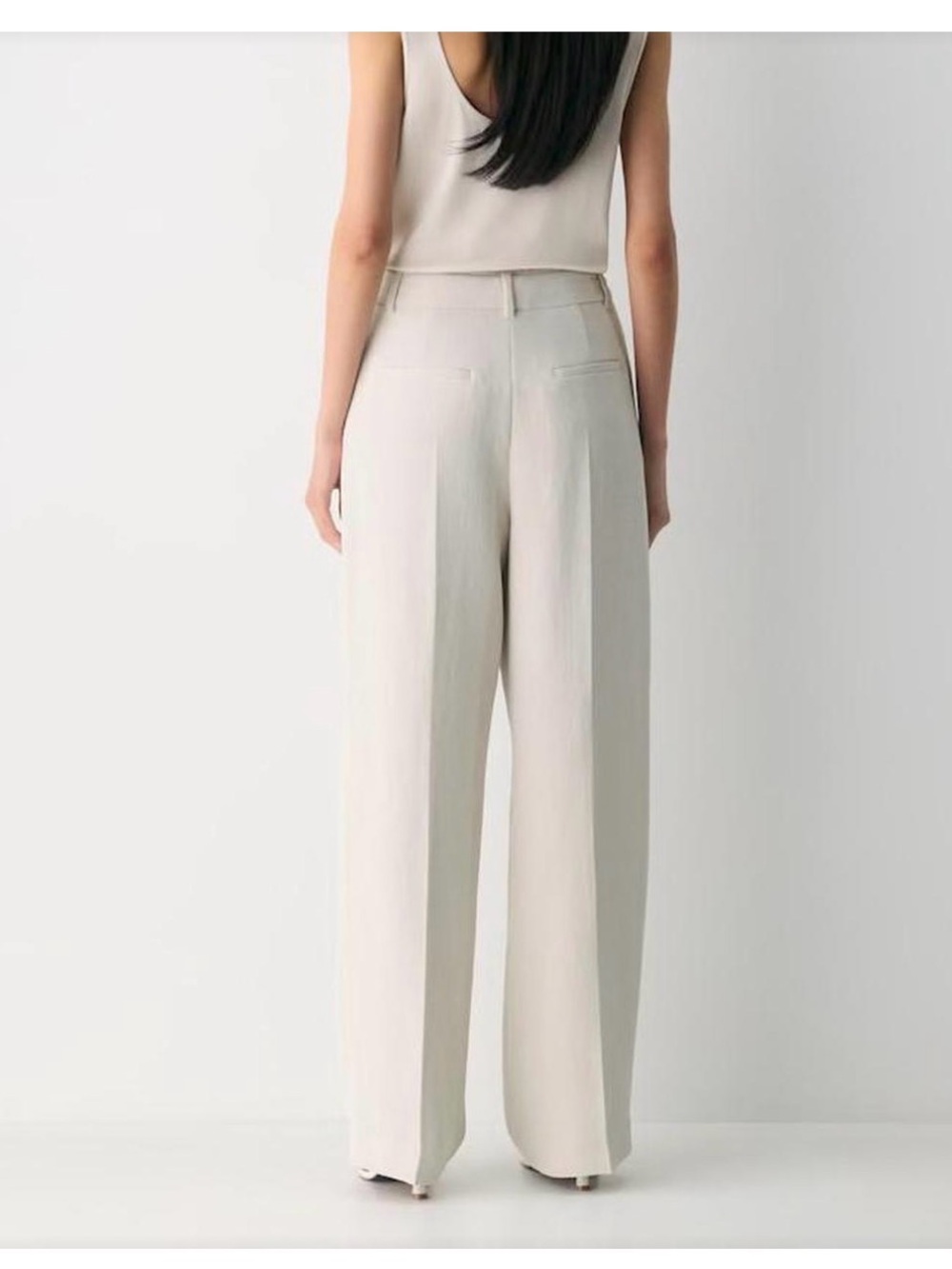 Wilfred Cream Wide-Leg Pleated Trousers - Picture 2 of 6